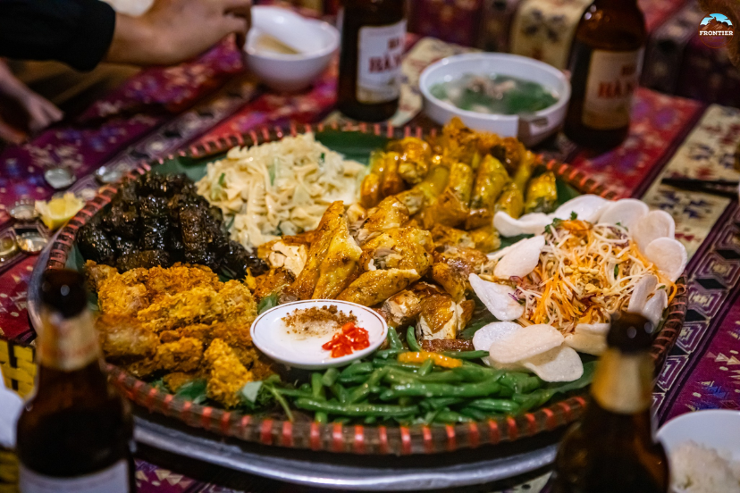 Local products and seasonal produce from a northern Vietnam ethnic villagemoked meat in a local homestay